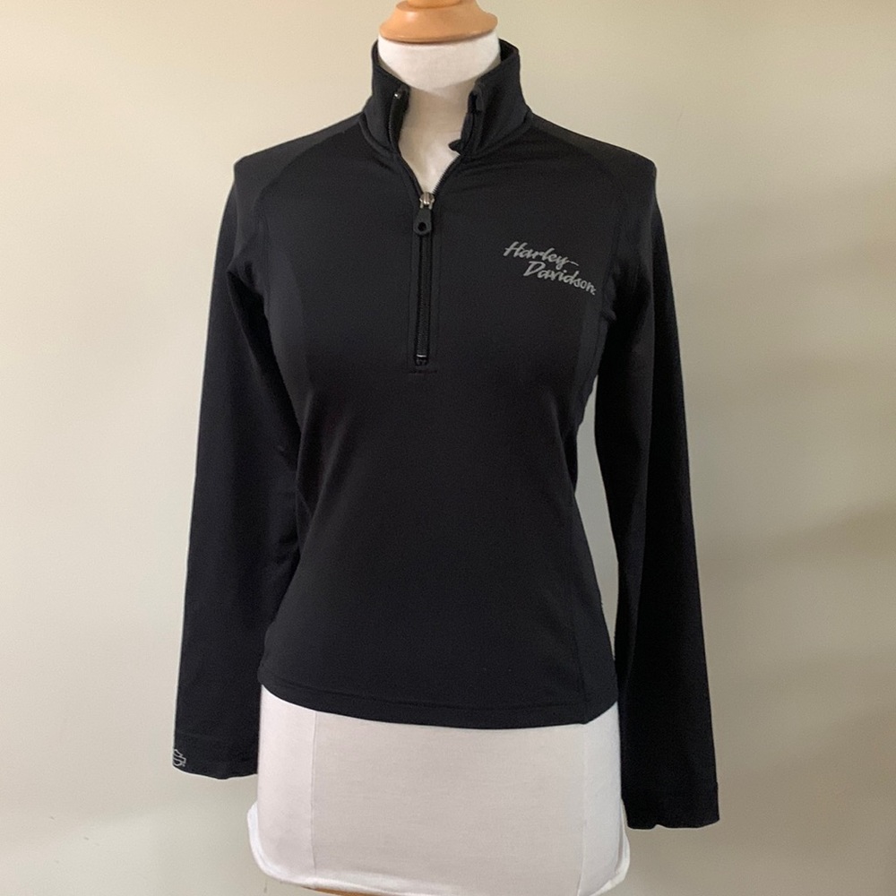 Harley-Davidson Black Quarter-Zip Long Sleeve Top